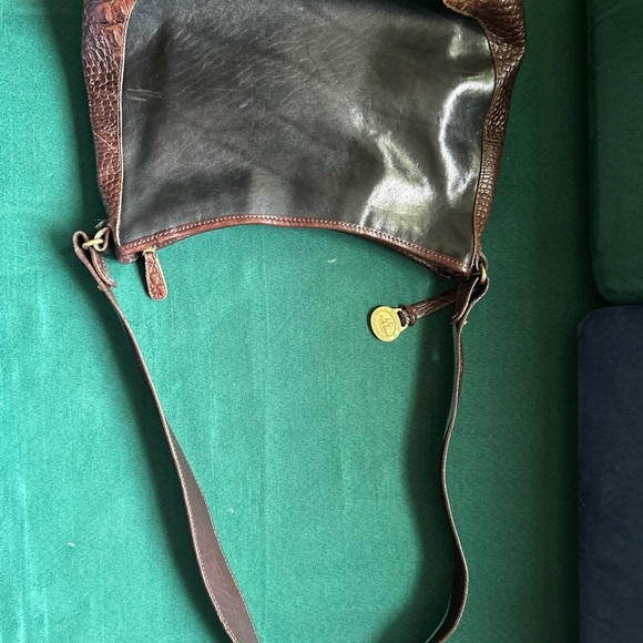 Brahmin Glossy Black and Textured Brown Shoulder Bag - Picture 8 of 15